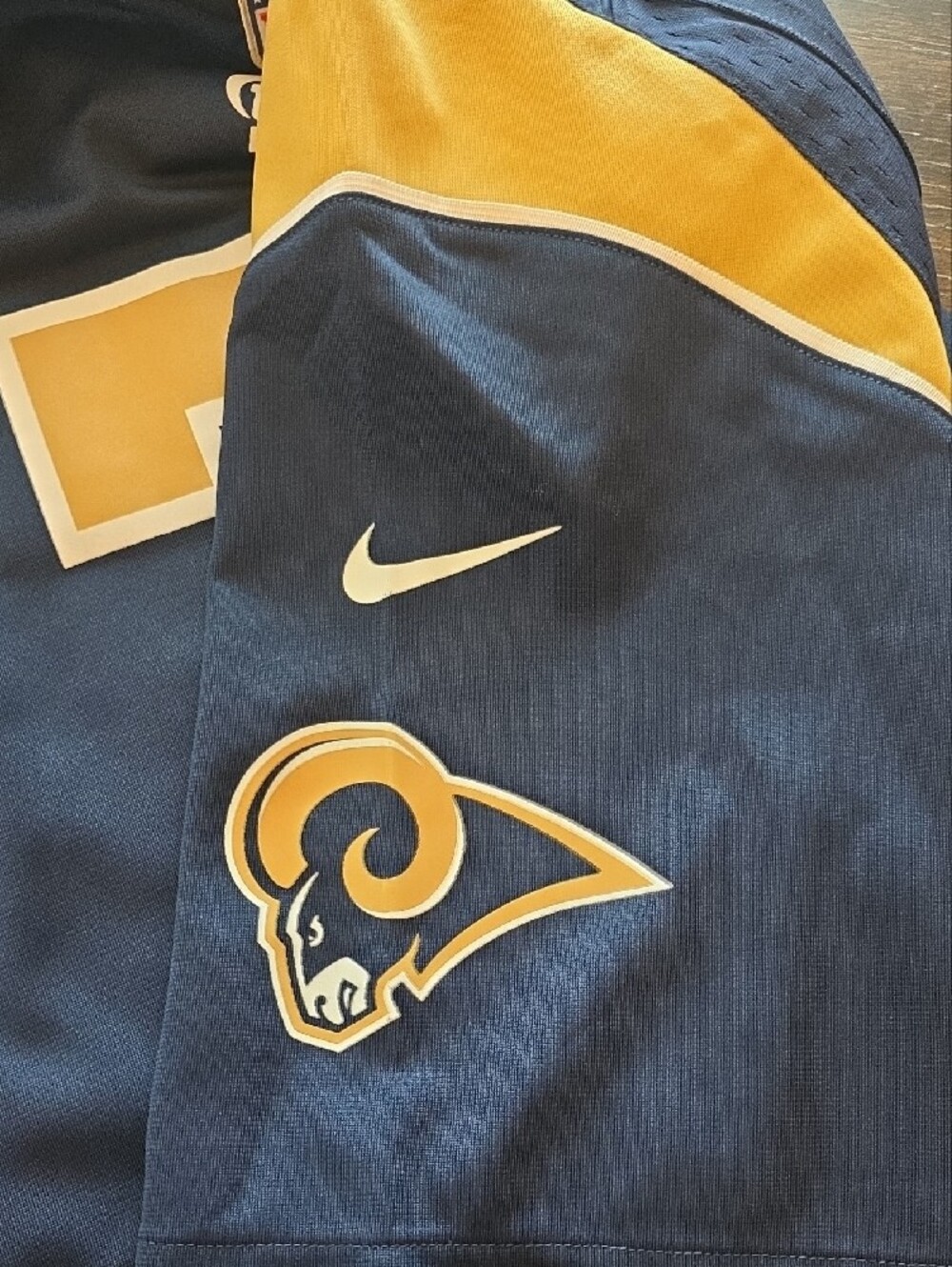 NFL Kids Navy and Gold Rams Football Jersey #77 - Picture 4 of 6